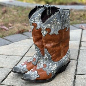 Rockin Country Brown and Blue-Gray Boots RC5074